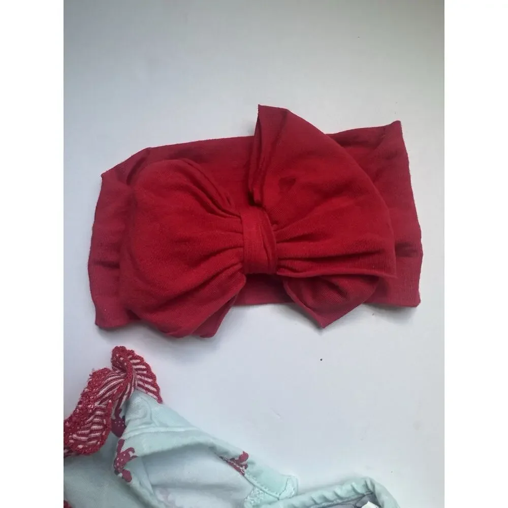 Ishtex Baby Girl Crab Print Scallop Hem Top 6M + RuffleButts Bow